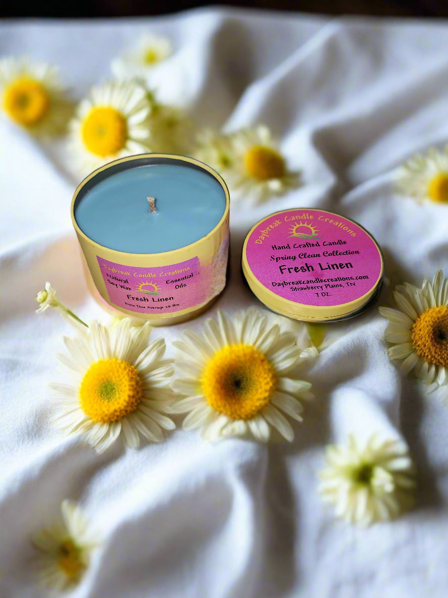 Linen Fresh Scented Candle-Handmade Soy Wax
