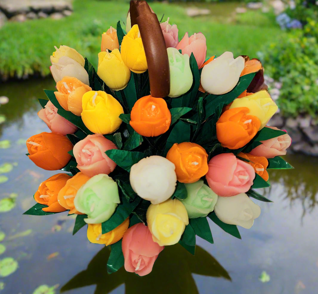 Bouquet scented candle-Tulips-handmade for home decor