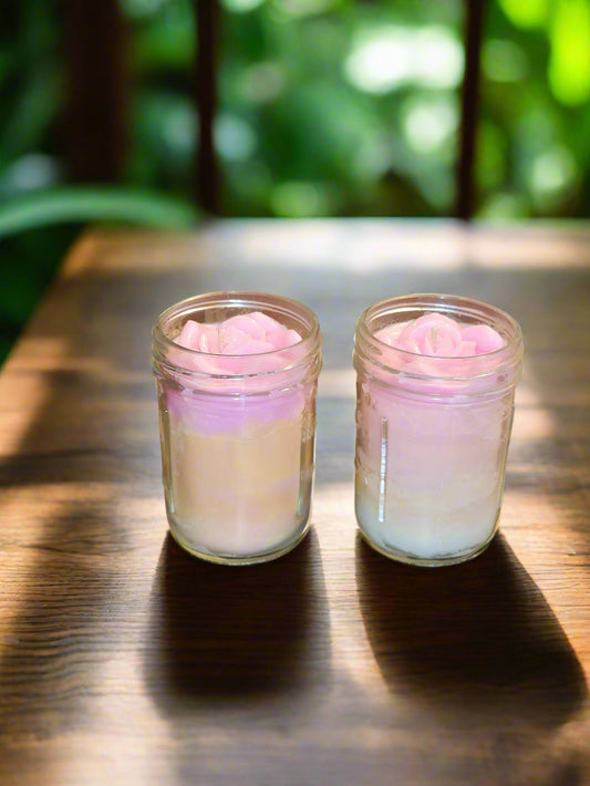 Pink Lemonade Mason Jar Scented Candle- Handmade Soy Wax