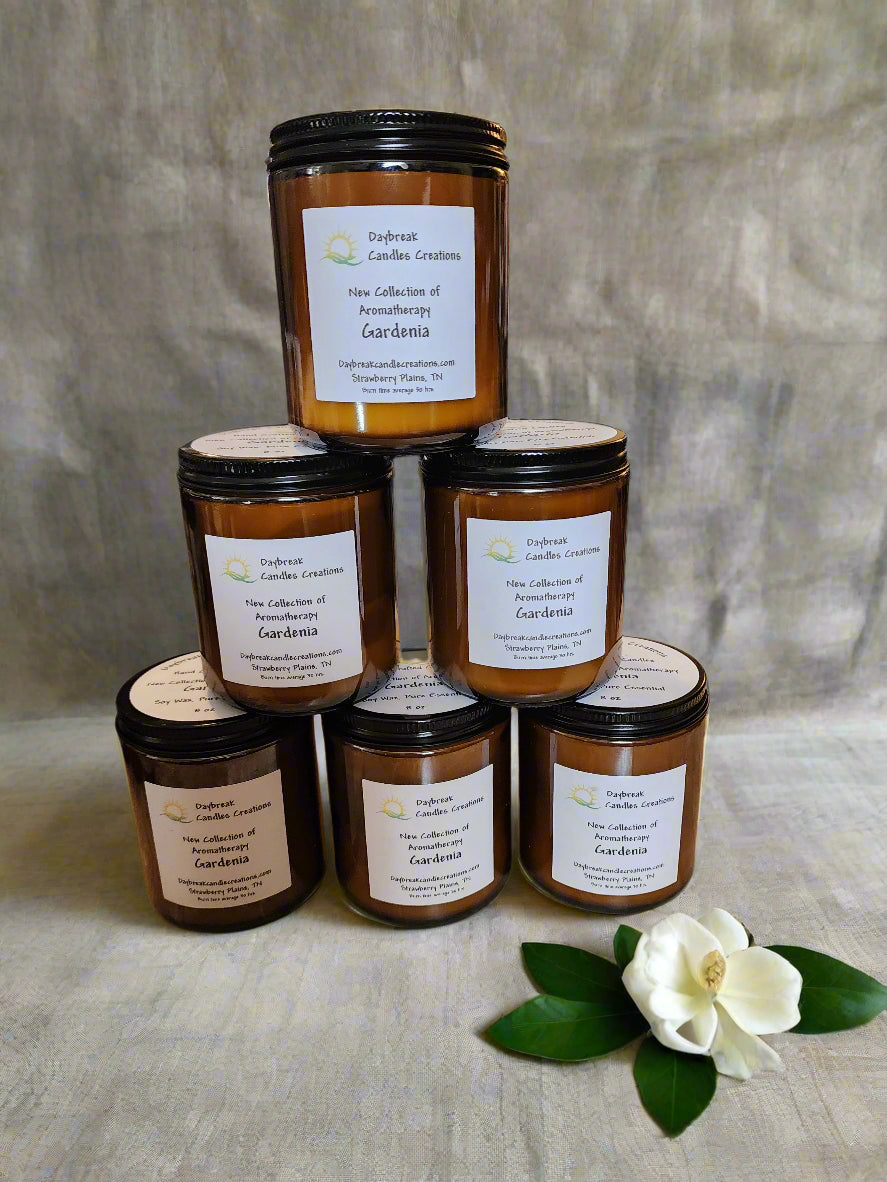 Aromatherapy Gardenia Scented Candle- Handmade Soy Wax