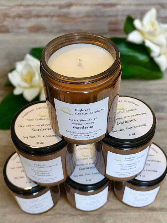 Aromatherapy Gardenia Scented Candle- Handmade Soy Wax