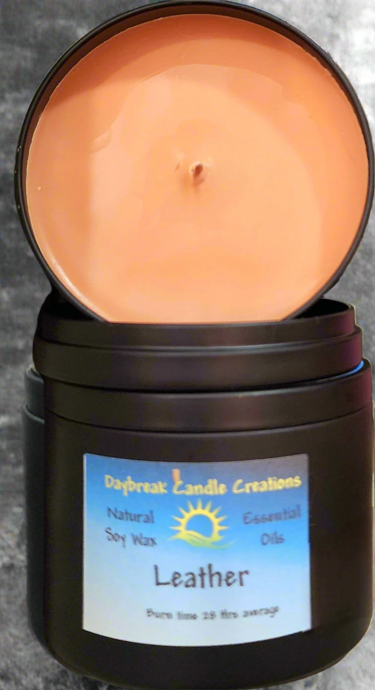 Leather Scented Candle-Handmade Soy Wax