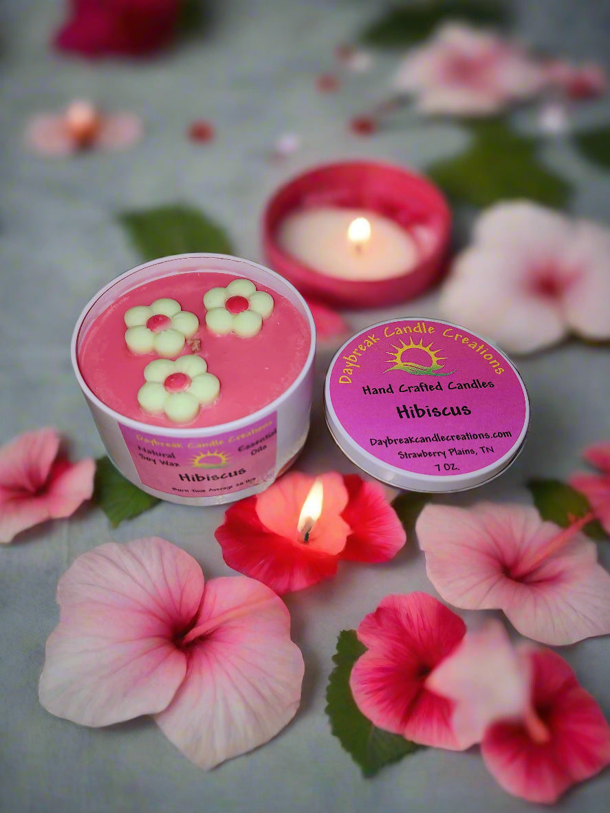 Hibiscus Scented Candle- Handmade Soy Wax