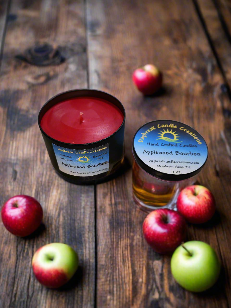 Applewood Bourbon Scented Candle-Handmade Soy Wax