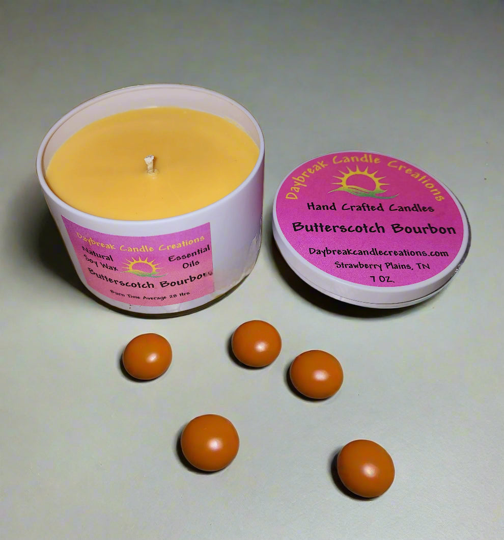 Butterscotch and Bourbon Scented Candle - Handmade Soy Wax