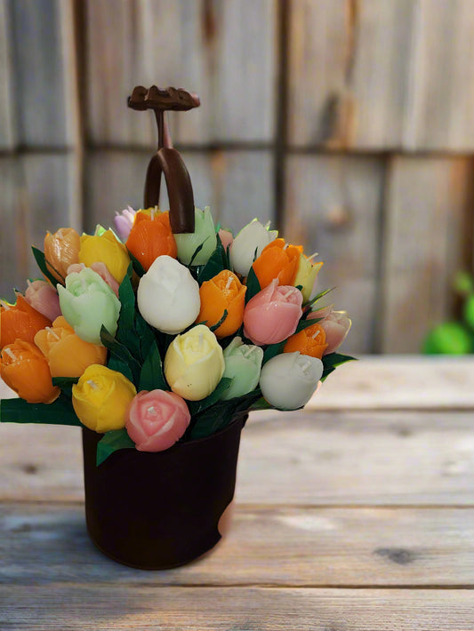 Bouquet scented candle-Tulips-handmade for home decor