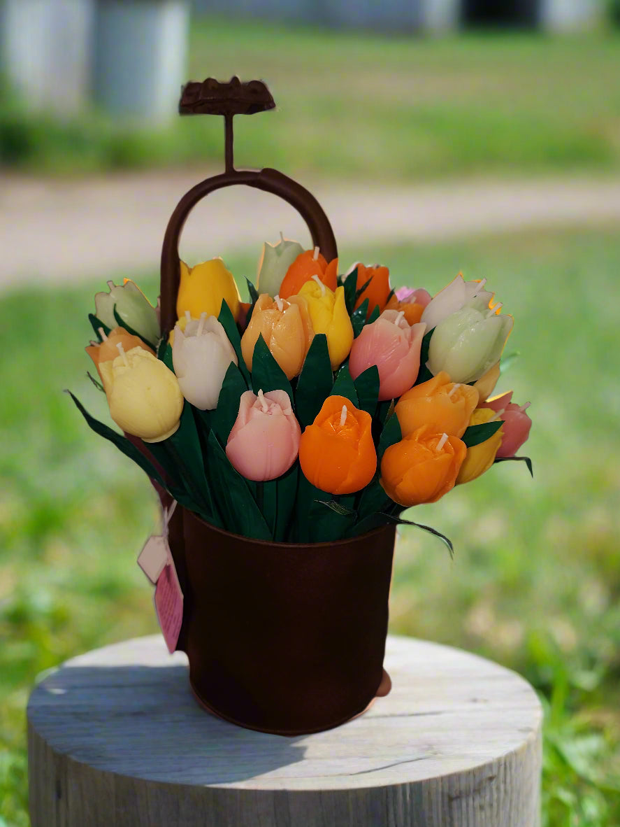Bouquet scented candle-Tulips-handmade for home decor