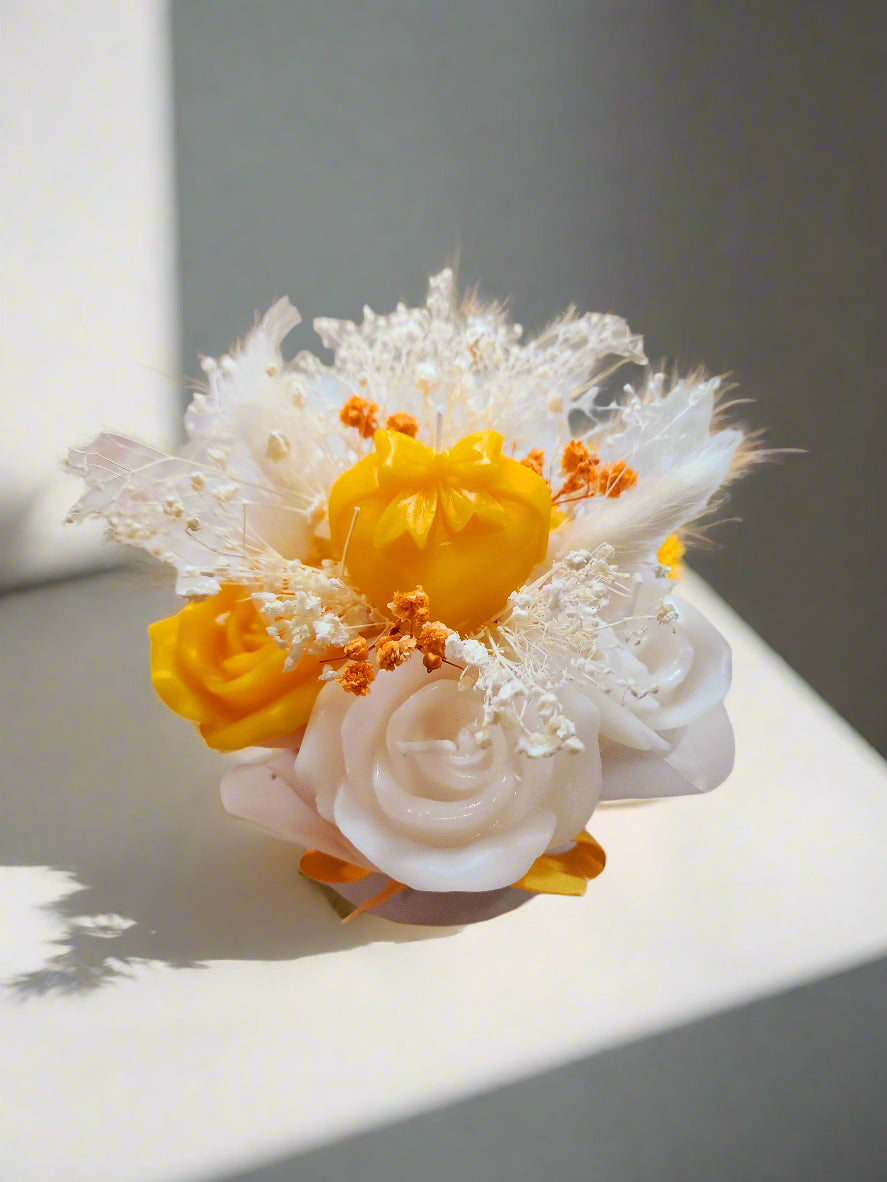 Scented Candle Bouquet Handmade Soy Wax, Notes of Floral and Orange