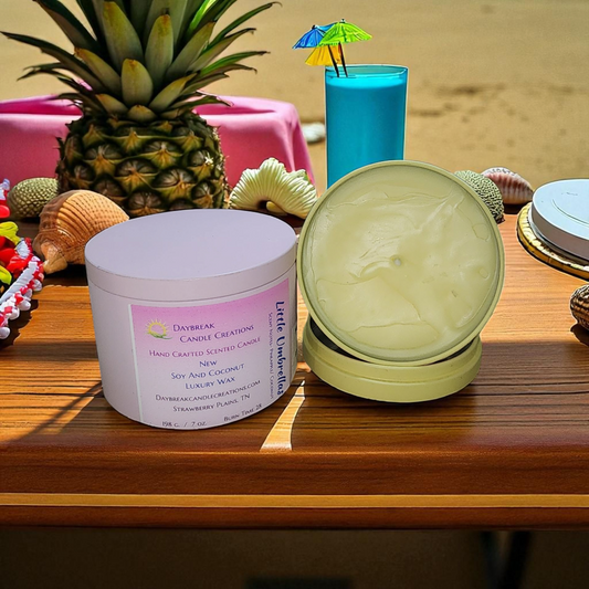 New Creamy Top Little Umbrella Scented Candle. Pineapple Coconut